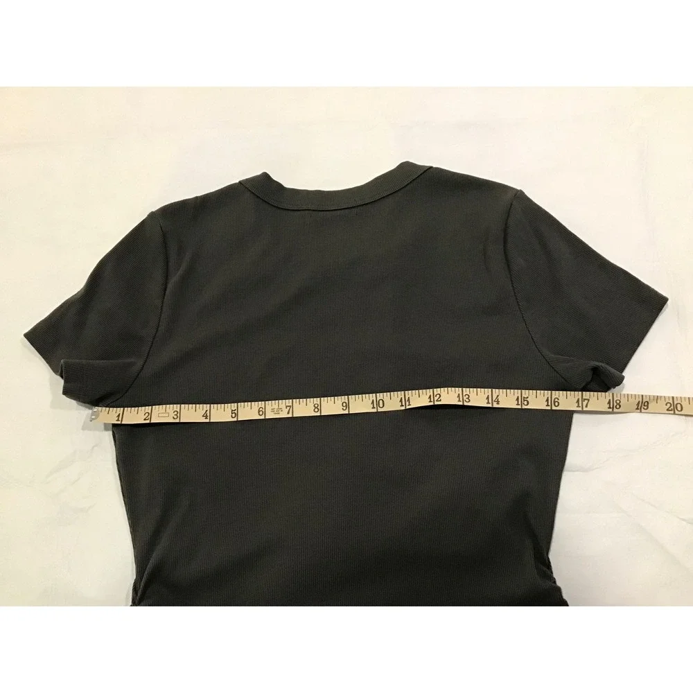 Michael Stars Womens Ribbed Ruched Side T-Shirt Mini Dress Charcoal Grey XL - Picture 4 of 5